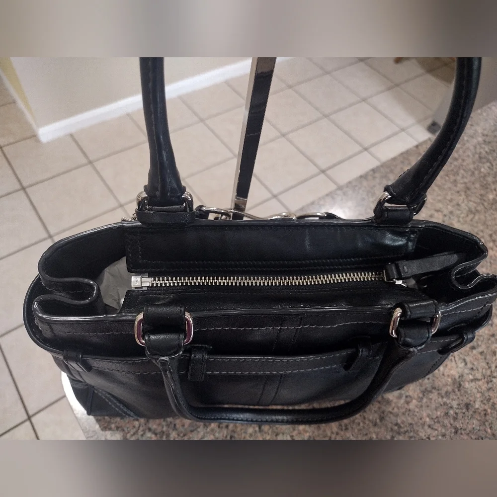 Coach Hamptons Black Leather Satchel